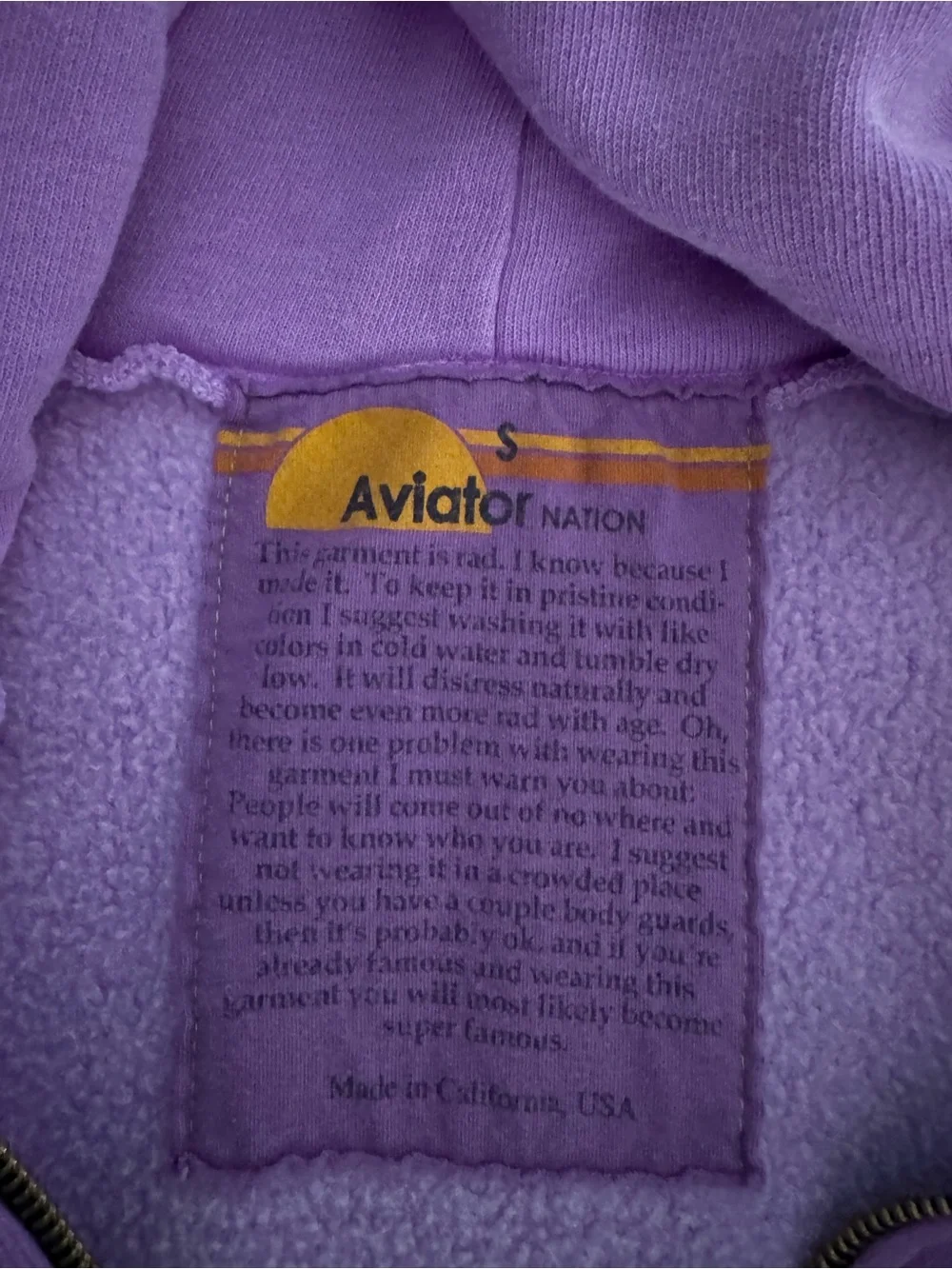 Aviator Nation Purple Zip Hoodie & Matching Sweatpants Set